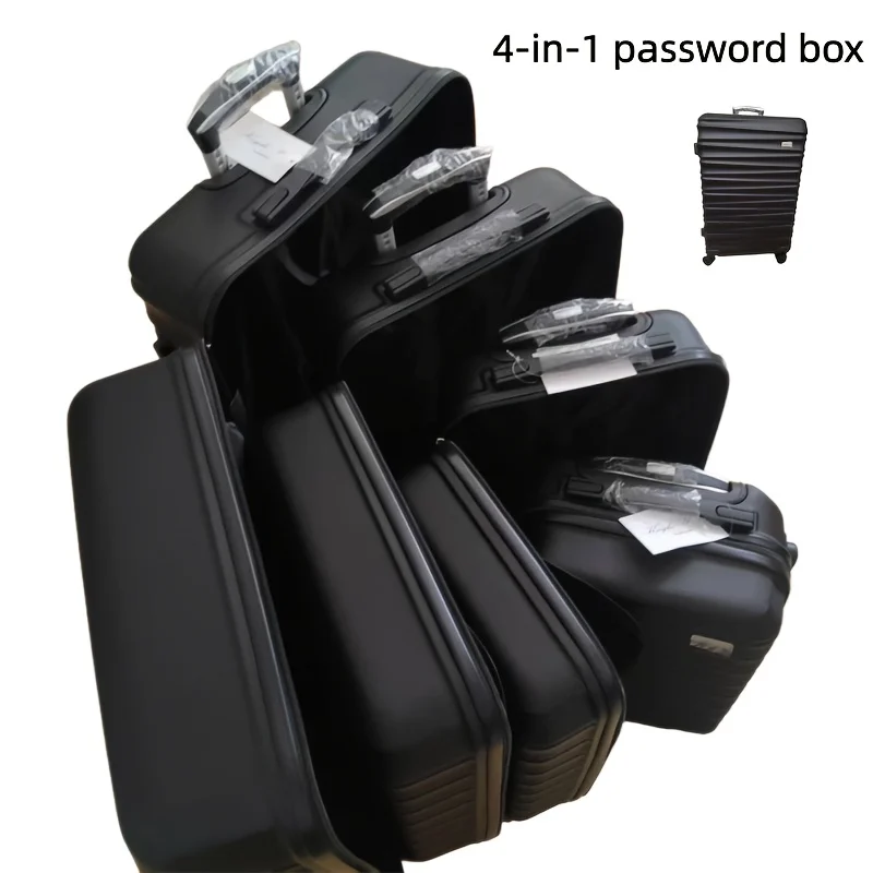 4 Piece Luggage Sets Travel Suitcase Lightweight Compact Carry-On Case Cosmetics Case Aluminum Telescopic Handle Suitcase Set