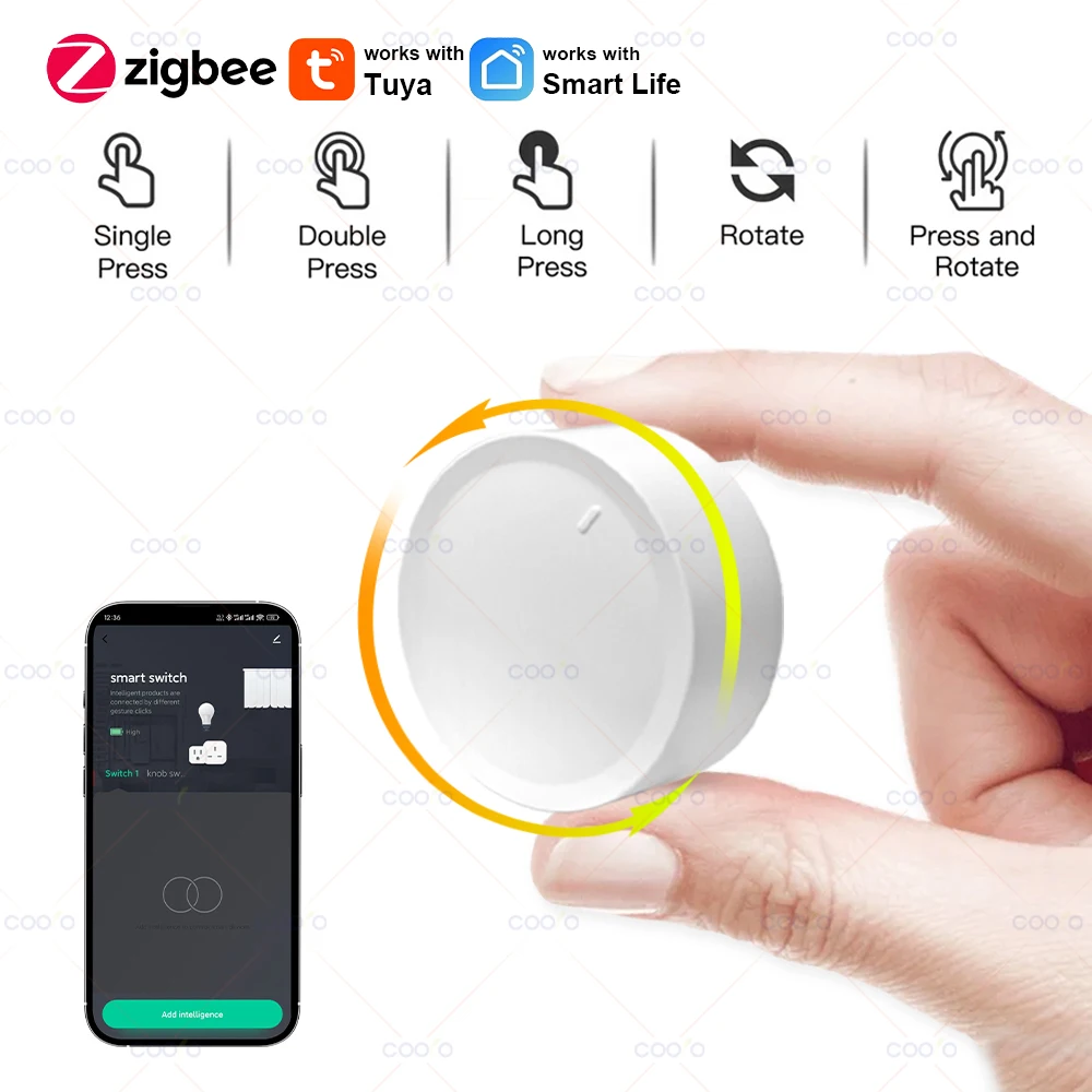 Nowy Tuya ZigBee inteligentne pokrętło przełącznik DIY bezprzewodowy przycisk sceny obrotowy ściemniacz przełącznik sprzęt domowy automatyka połączenie Remoter