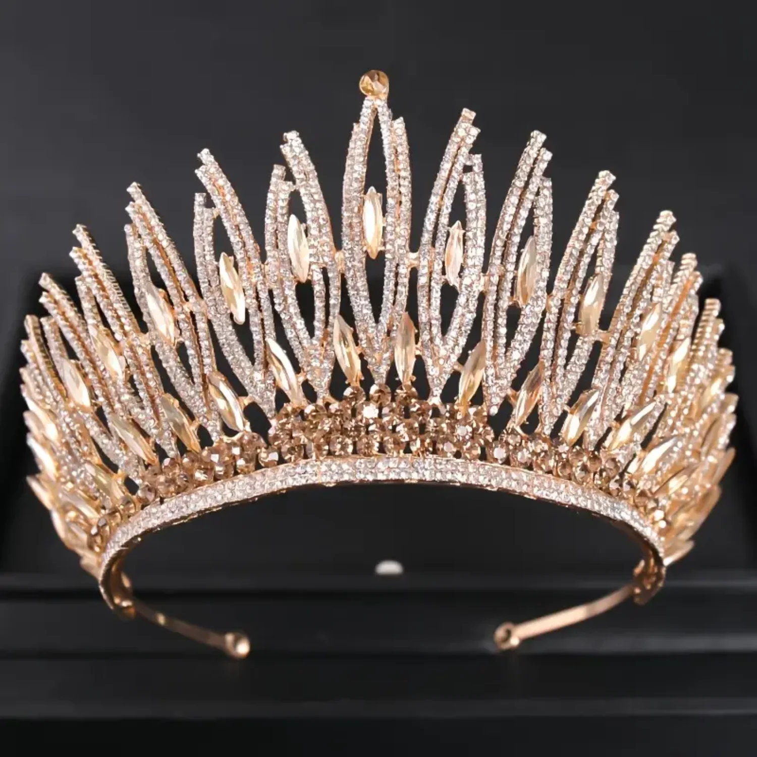 

Gothic Golden Wedding Tiara Silver Crystal Bridal Crown for Birthday Photoshoot