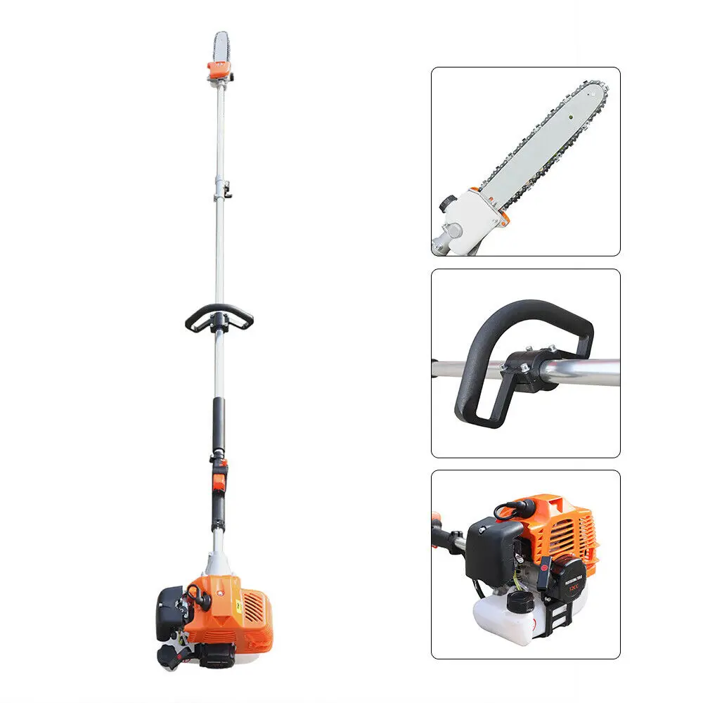 Gás posto Chain Pole Saw, Tree Trimmer, 3 HP, 2 Curso Polo, 6500RPM, 52CC