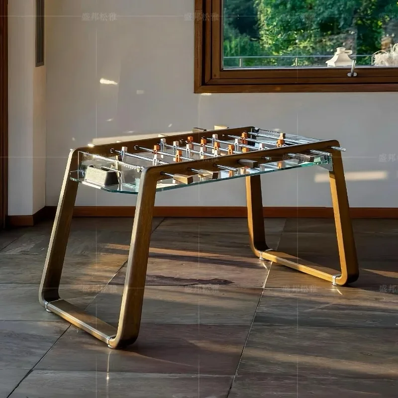 Tempered glass international standard eight, modern high-end entertainment, solid wood double football table