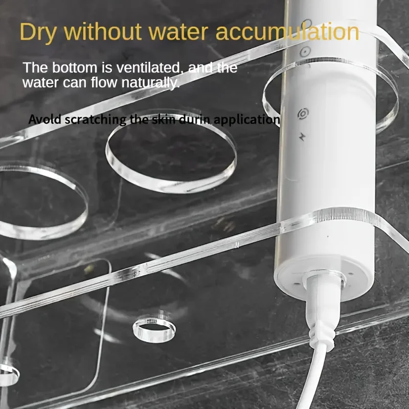 1pc Transparent and Smooth Electric Toothbrush Holder - Wall Mounted, Space Saving Design - Modern Bathroom Organizer Rack