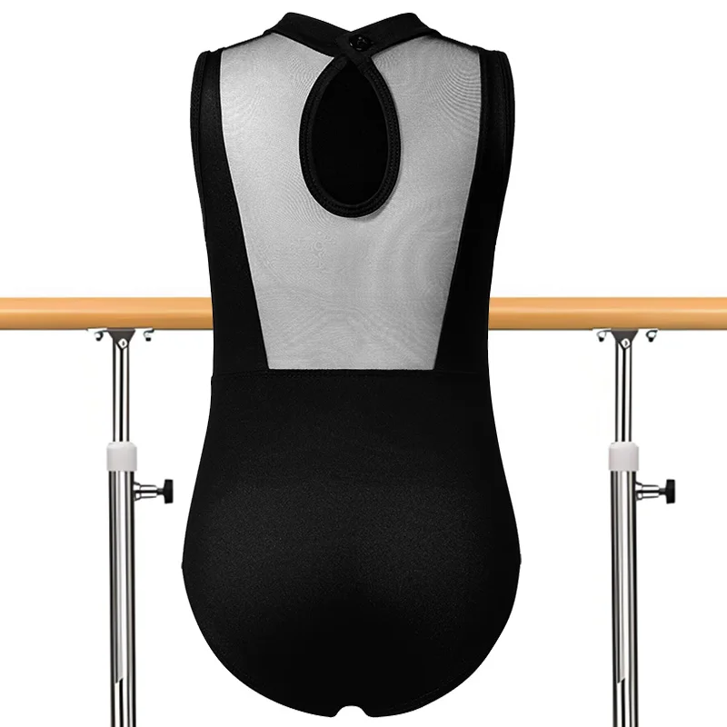 Girl Sleeveless Camisole Ballet Dance Leotards for girls Gymnastics Tank Tops with Water-drop Hollow Mesh Back and Soft Lining