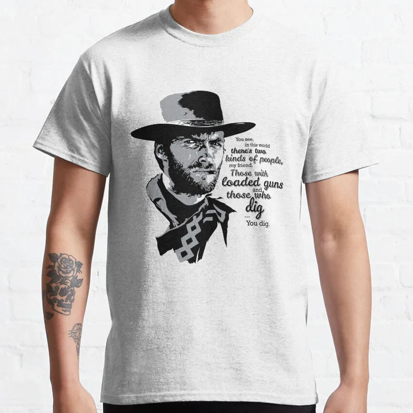 

Vintage Spaghetti Western Cowboy movie The Good The Bad and The Ugly Clint Eastwood graphic t shirts 100% COTTON large size tops