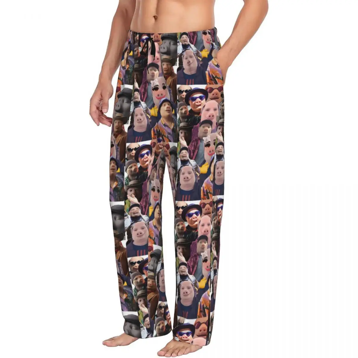 مطبوعة حسب الطلب جون بورك تدعو بنطال بيجامة للرجال ملابس نوم مضحكة على شكل خنزير مع جيوب