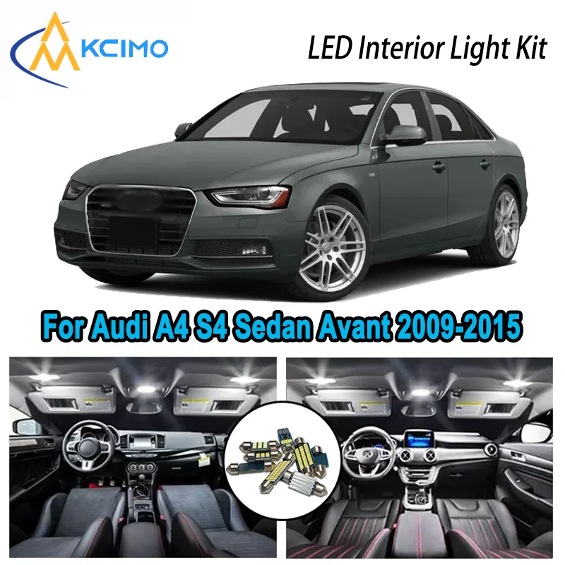 

High-Quality LED Interior Kit for Audi A4 S4 RS4 B8 Sedan Avant 2009-2015 Premium Error-Free Dome Map Trunk Automotive Lamps