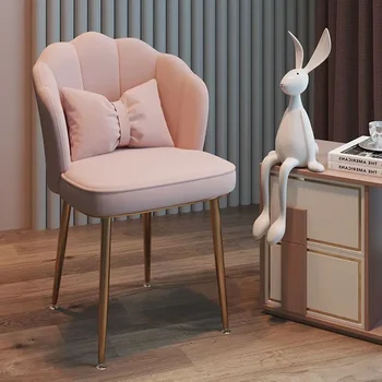 Image Simple Dining Room Chair Home Light Luxury Stool Backrest Girl Internet Celebrity Bedroom Dressing Table Makeup Chair