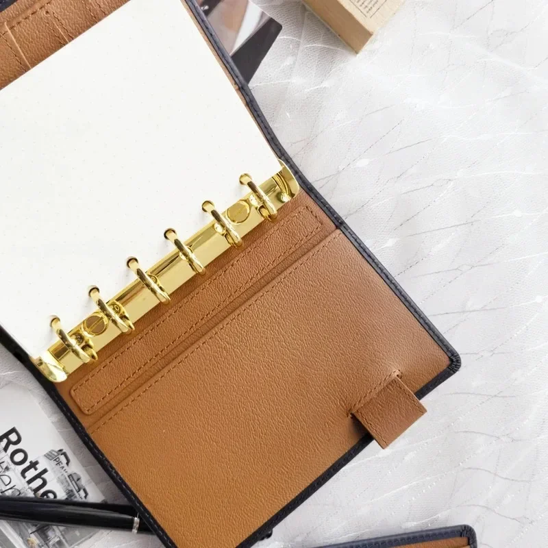 

New EMEMHON A7 Rings20mm Genuine Leather Planner Pebbled Grain Leather Notebook With 30MM Ring Mini Agenda Organizer Diary Not