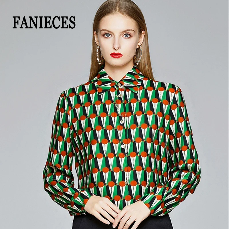 

Брендовая женская одежда в стиле Old Money: атласная рубашка с длинным рукавом, воротником и винтажным геометрическим принтом, элегантный топ, блузка для офиса.