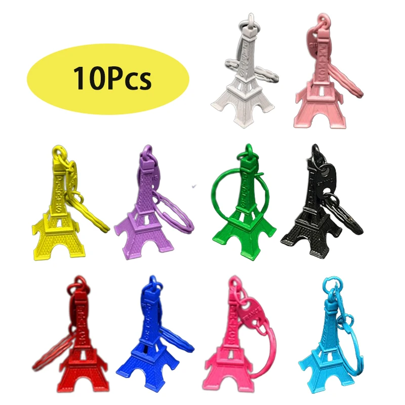 

10Pcs Eiffel Tower Model Keychain Retro Paris Keyring Metal Split Key Ring Tower Keychain