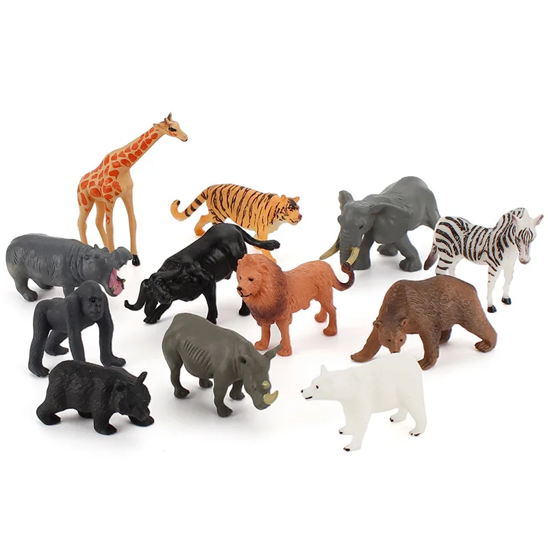 Simulation wild animals 12PCS Cognitive Education PVC Model Handicraft Teaching Tool Gardening Decoration Gift a0099