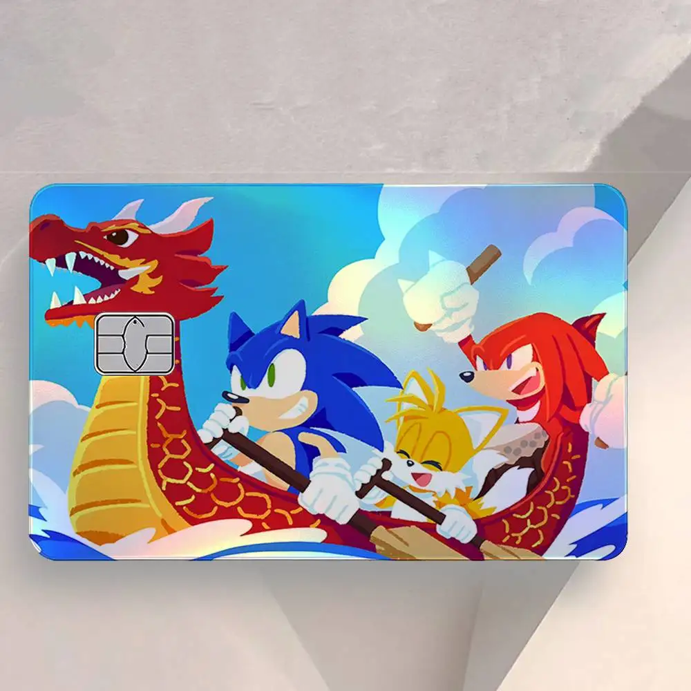 S-sonic The H-Hedgehog 4Pcs/Set Holographic Laser Credit Card Stickers Iridescent Waterproof Fits All Standard Bank Cards