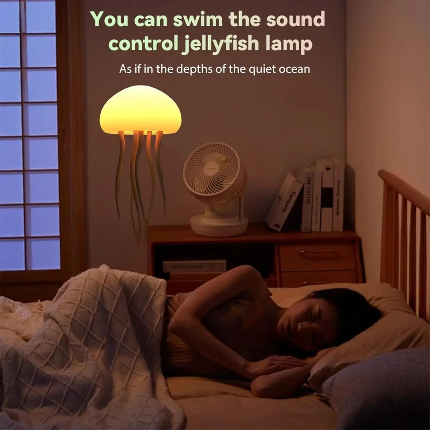 Modern Jellyfish Table Lamp USB Rechargeable Adjustable Color Changing LED Night Light Voice Control Dancing Legs Bedside Lamp