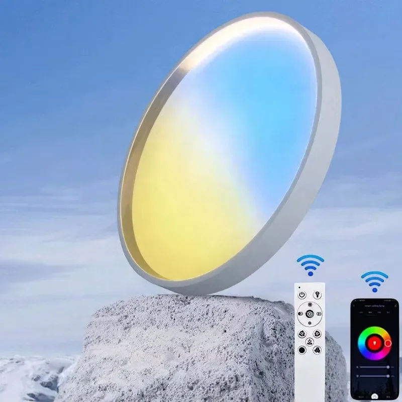 Modern White Round LED Ceiling Light Surface Mounted ABS Housing 6000K Daylight Motion Sensor Control Energy Saving Lamp for