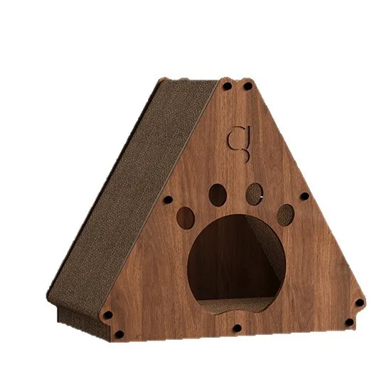 

Modern Premium Home Cat House with Scratching Surface Triangle-Shaped Pet Furniture for Indoor Cat Rest and Play
