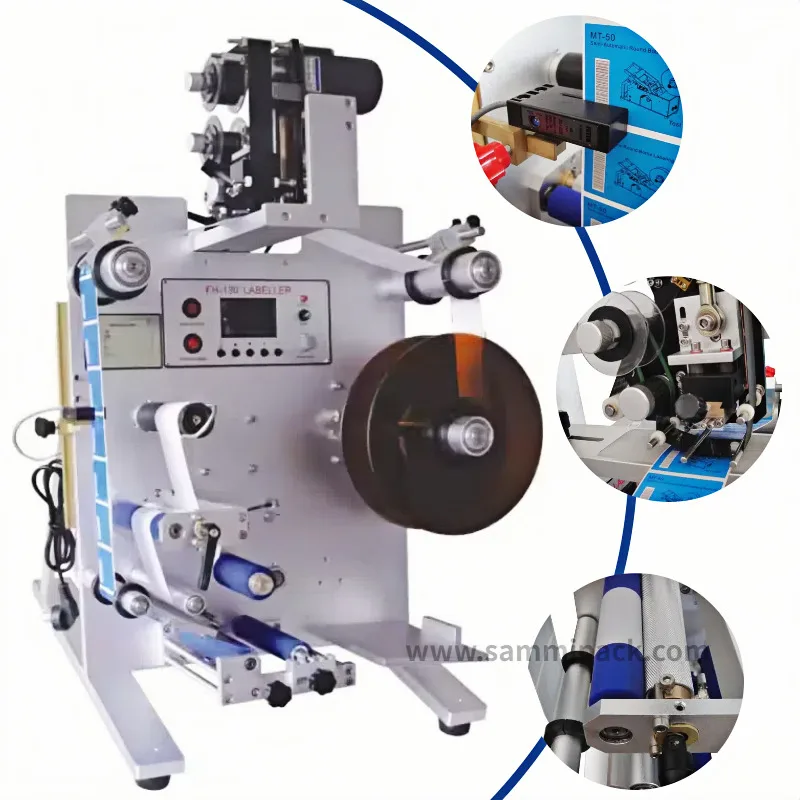 Etichettatrice per bottiglie rotonde d'acqua commerciale Etichettatrice Prezzo all'ingrosso Può adesivo Bottiglia rotonda semiautomatica per vino verticale