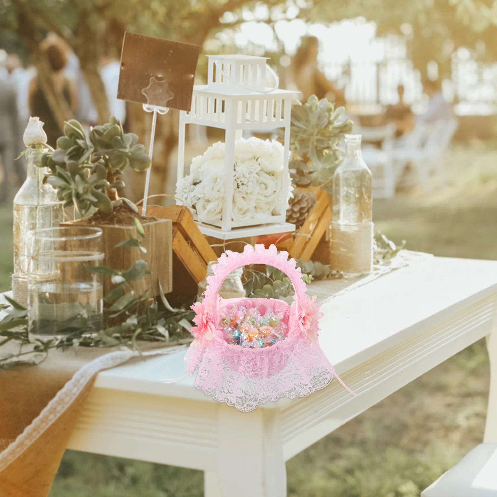 

Wedding Flower Basket for Girl Small European Style Ribbon Bride Baskets Weddings