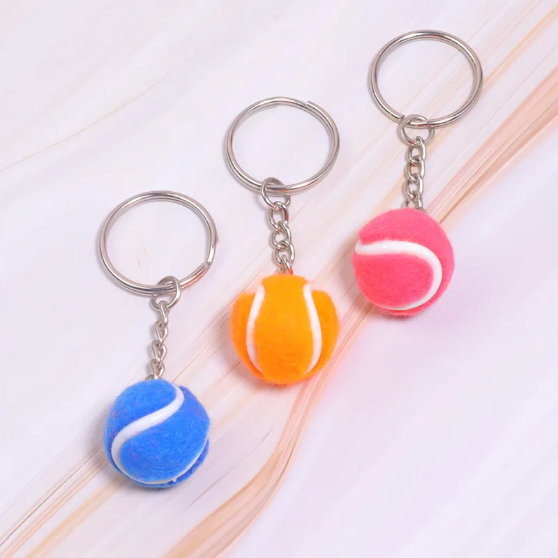 6Pcs Mini Tennis Ball Keychain Key Cell Phone Ornament Tennis Souvenir