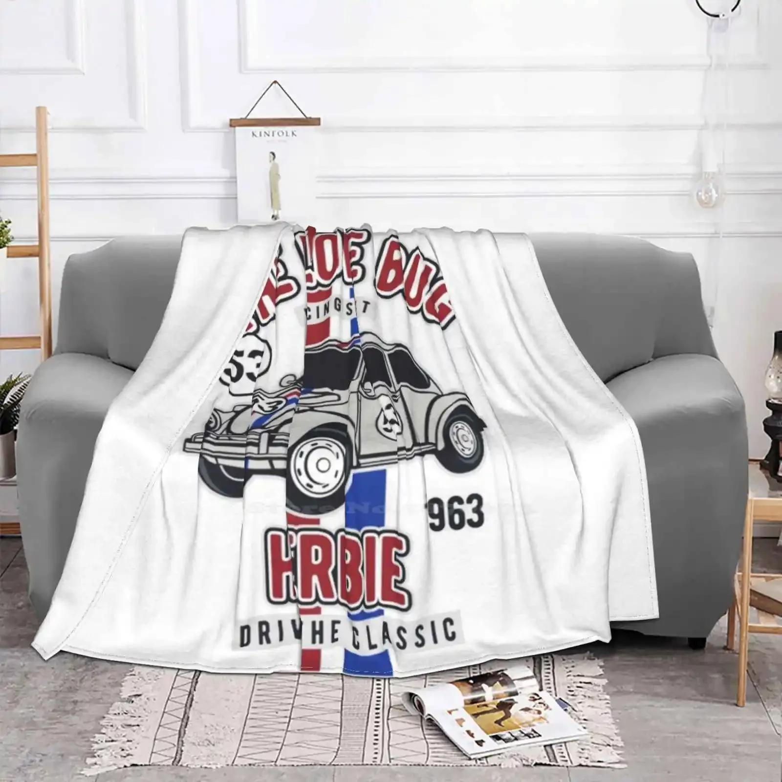 The Love Bug Herbie-Diecast Design Creative Design Light Thin Soft Flannel Blanket Car Toy Diecast Toy Car Model Car Mattel
