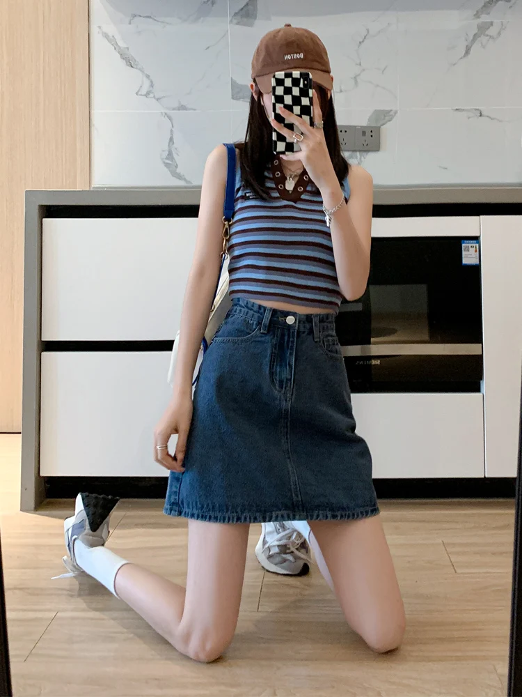 

High Waist A-Line Skirt Women's Denim Skirts Summer Commute Sle plus Size kets ort Skirts Trending