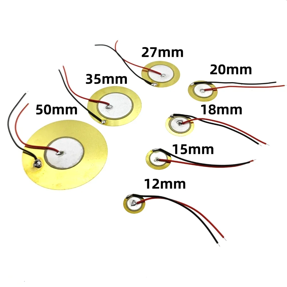 5/10/20PCS Buzzer Piezoelectric Piezo Ceramic Wafer Plate Piezo Element Diameter 12MM 15MM 18MM 20MM 27MM 35MM 50MM With Wire