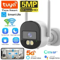 Tuya 5MP Bullet Camera Outdoor 2.4G/5G Dual Band Wifi Security Camera Color Night Vision Surveillance Support Onvif Two Way Talk