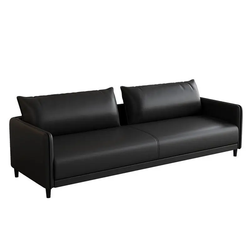 

Modern minimalist leather office sofa and coffee table set, suitable for business reception and small negotiation space