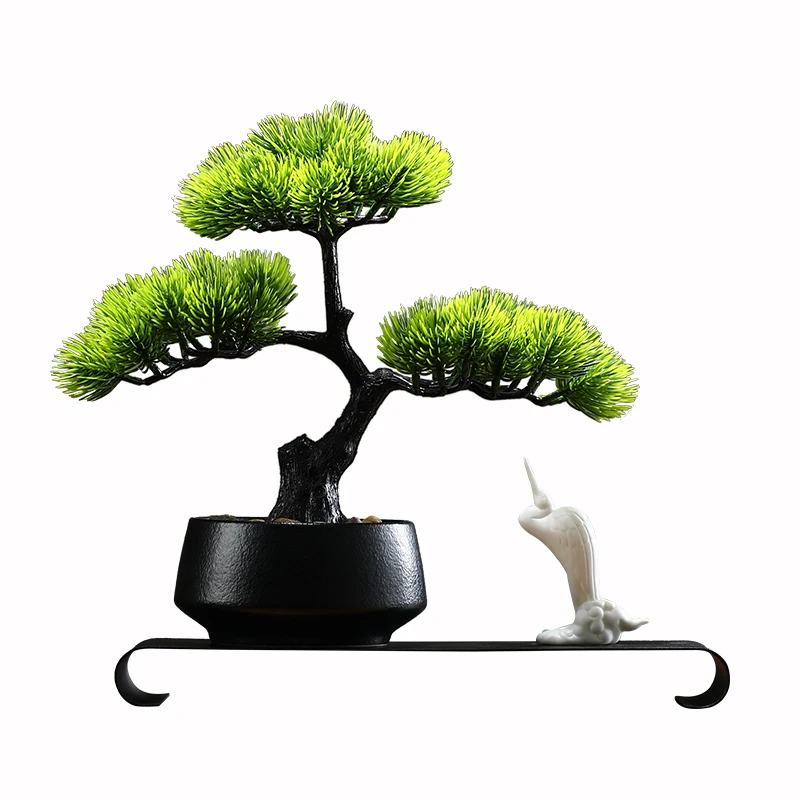 Artificial Flower Bonsai Fake Tree Red Maple Pot Office Vase Decoration Desk Decoration Home Decor