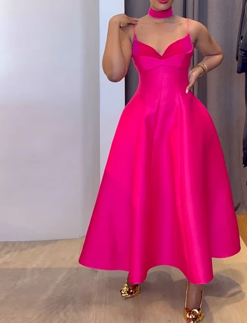 

Sexy Elegant Evening Party Dresses Temperament Camisole V-Neck High Waist Slimming A-Line Dress Long Skirt Fashion 2025 Casual