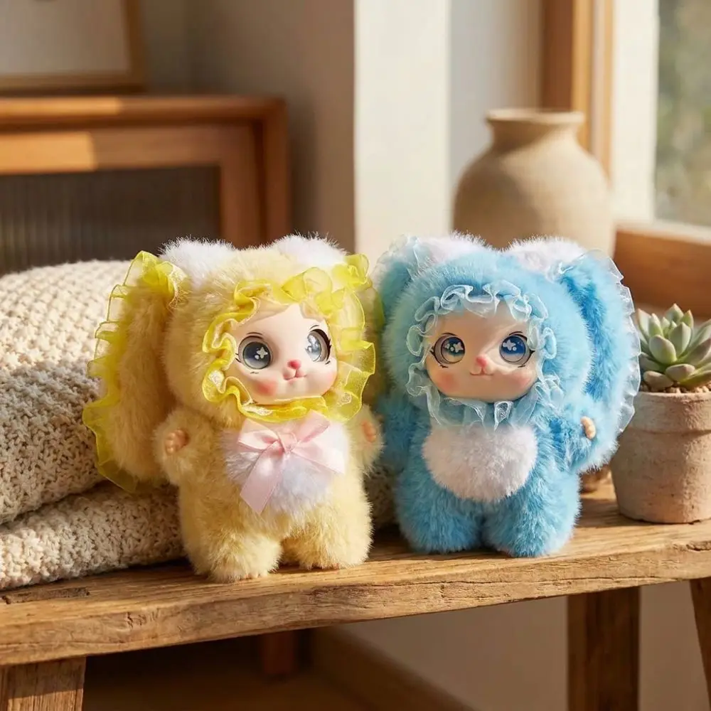 Cute Style Vinyl Face Rabbit Doll Pendant Bowknot Adorable Stuffed Animal Soft Plush Big Eyes Bunny Bag Charm Backpack Hanging