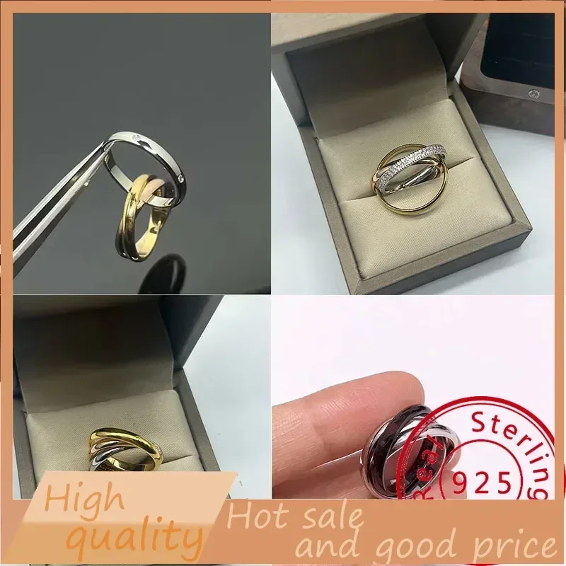 S925  Silver High Quality  Classic Trinity Ring Simple Fashion Luxury Banquet Couple Jewelry