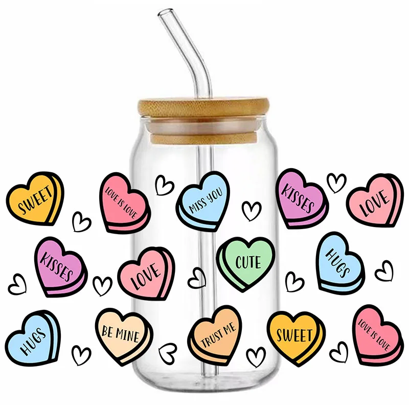 Transfer Sticker UV DTF Squirrel Love Each Other For Wraps 16OZ Glass Cups Bottles DIY Waterproof Easy To Use Custom Decals