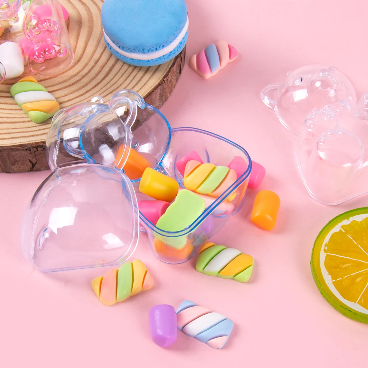 12 Pcs Transparent Candy Box Bulk Jar Treat Boxes Wedding Favors Snacks Packing Bear Gift Shaped Baby Bride Clear Candy Box