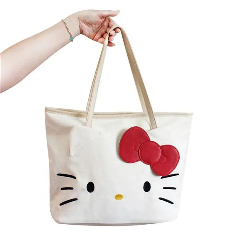 Hello Kitty Kawaii torebki i torebki Sanrio torby dla kobiet torba na ramię płótno kreskówkowe śliczny portfel kosmetyczka do przechowywania