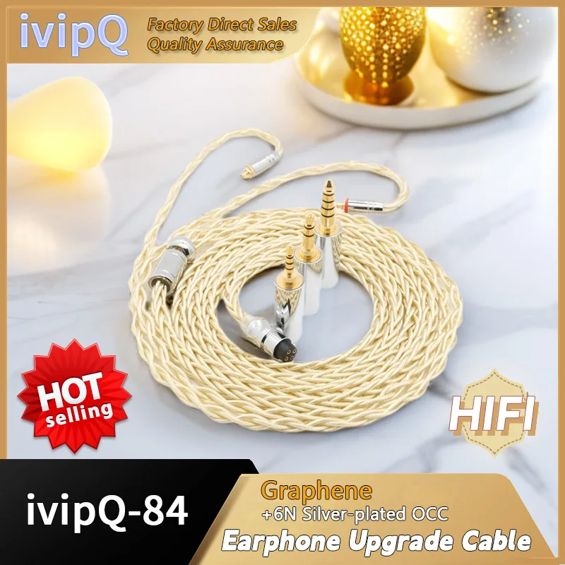 ivipQ Modular Upgrade Cable (2.5mm+3.5mm+4.4mm),8-core Graphene OCC Silver Plating Earphone Replacement Wire 0.78 2PIN/MMCX/QDC