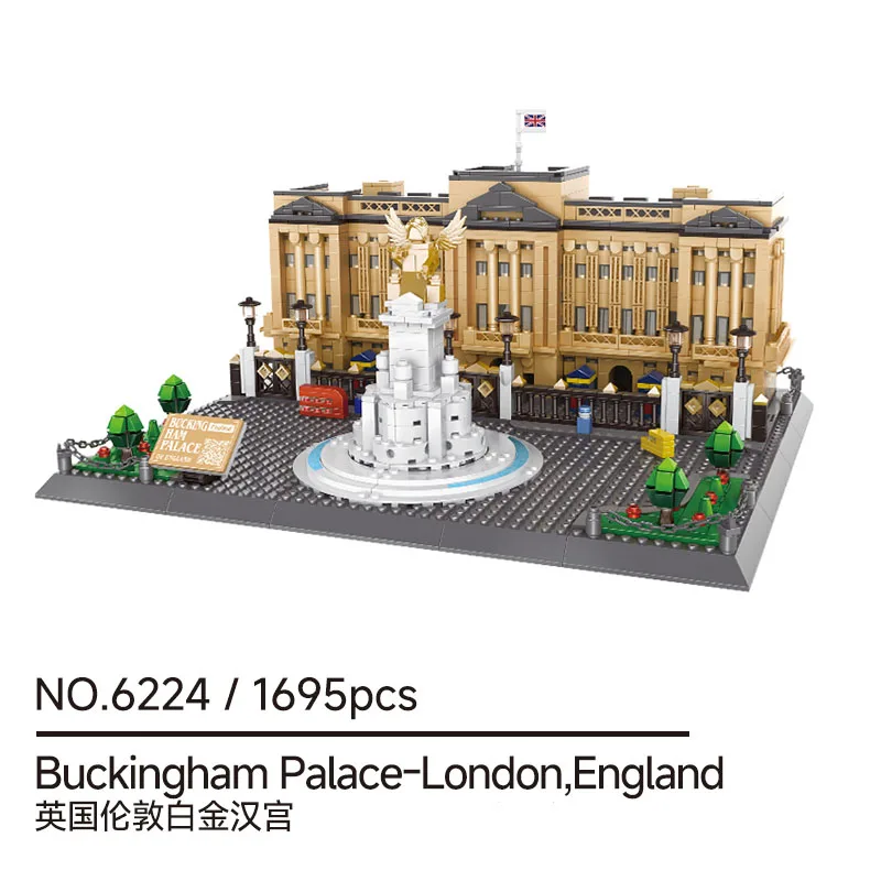 Buckingham Palace DIY Building Kit, 1695 Pcs MOC Architecture Set for Display & Collection