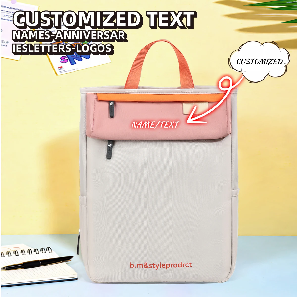 

Customized Logo Commuter Backpack Men's Lightweight Travel Bag Backpack College Student Bag Women's Personalized DIY