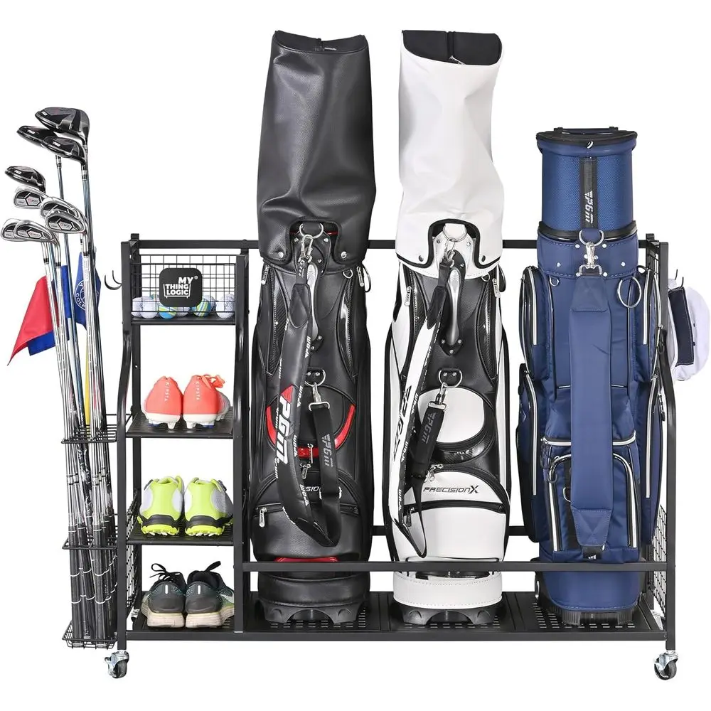 

Гаражный органайзер для хранения гольфа, подставка для хранения сумки для гольфа и другая стойка для оборудования для гольфа, дополнительная стойка для хранения клюшек для гольфа
