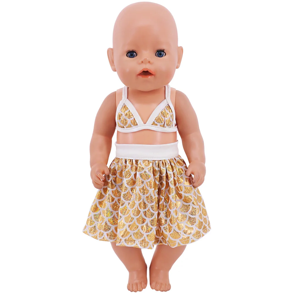 Pakaian boneka rok kuning 25 gaya untuk gaun anak perempuan boneka Amerika baru Lahir 43 Cm & 18 inci, mainan aksesori generasi kami