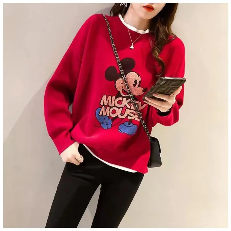 Fashion Sweatshirt Women Harajuku Mickey  Pattern Cartoon Print Casual Loose Tops Female Harajuku Hoodies Woman\'s clothing