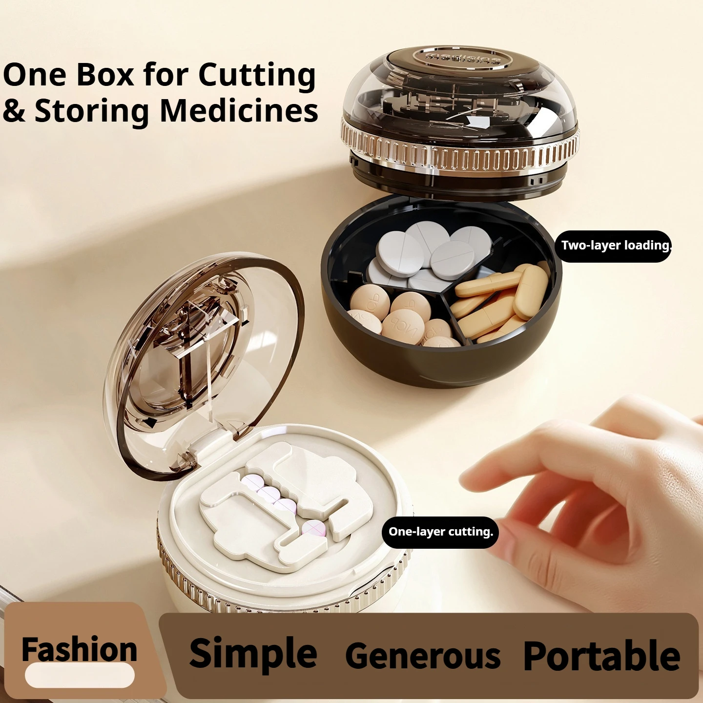 

Medicine Cutter Precise Dispenser Quarter-cut Medicine Divide in Two Cut Tablets Artifact Portable Sealed Storage Medicine Box