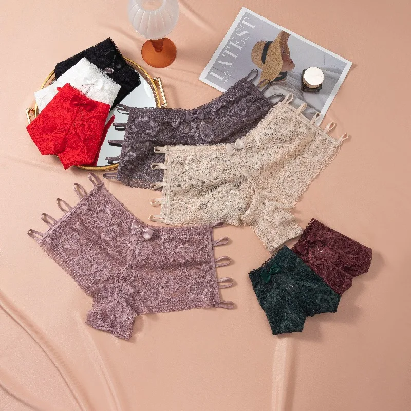 

Романтические атласные сексуальные бесшовные кружевные трусики, женские хлопковые дышащие трусы с промежностью, средней низкой талией, популярные женские трусы
