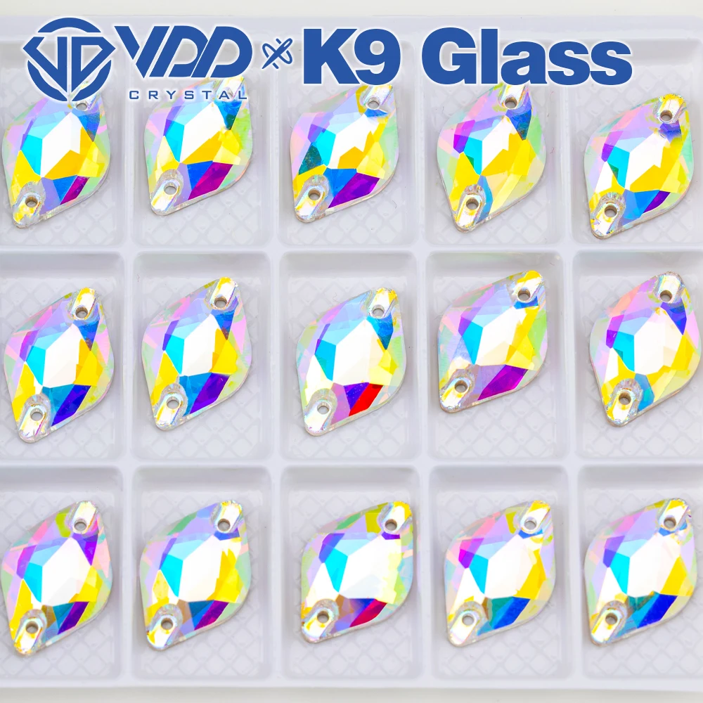 VDD S255 Kristall AB Zitrone K9 Glas Aufnähbare Strasssteine Hochwertige AAAAA Kristall Flache Rückseite zum Aufnähen – Detail 5
