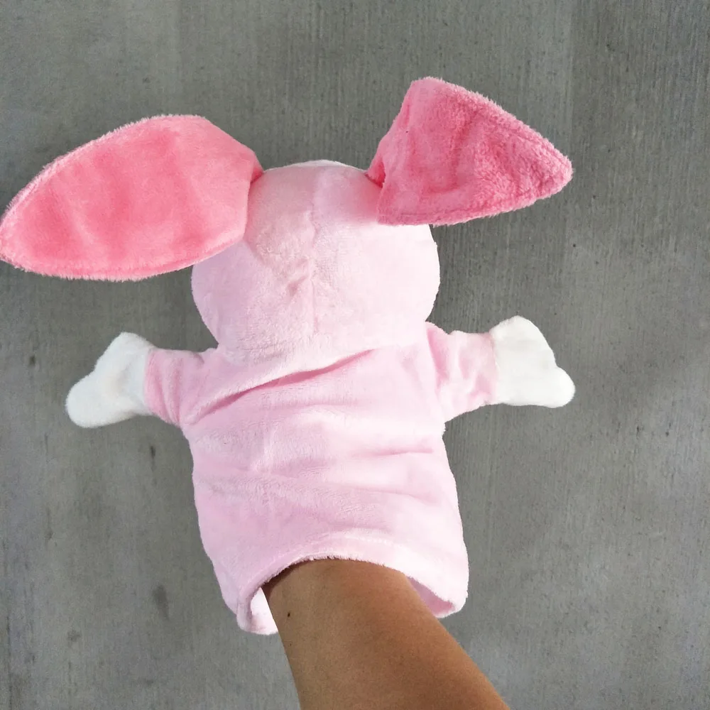 Offener Mund rosa Kaninchen Handpuppe Säugling Plüschtier für Kindergeburtstagsgeschenk