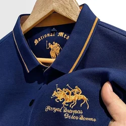 Polo de algodón bordado de alta calidad para hombre, camiseta de manga corta con solapa informal de negocios de alta gama, novedad de verano, 2024