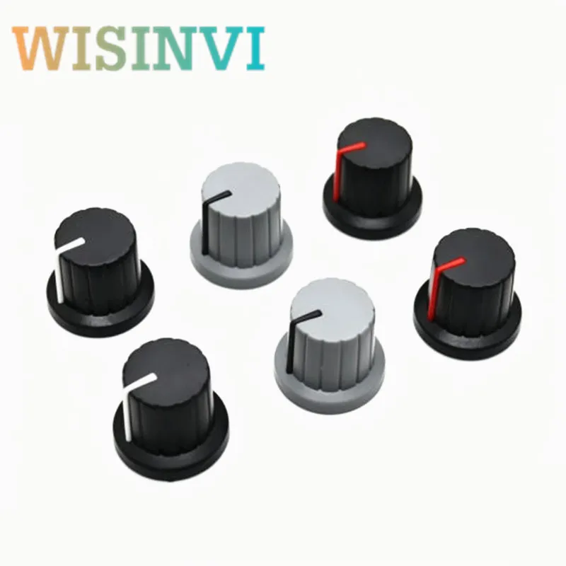 10PCS 21x17mm Plastic Potentiometer Knob Cap 6mm Spline Shaft Rotary Volume Control Knob for Amplifier Mixer Audio Equipment