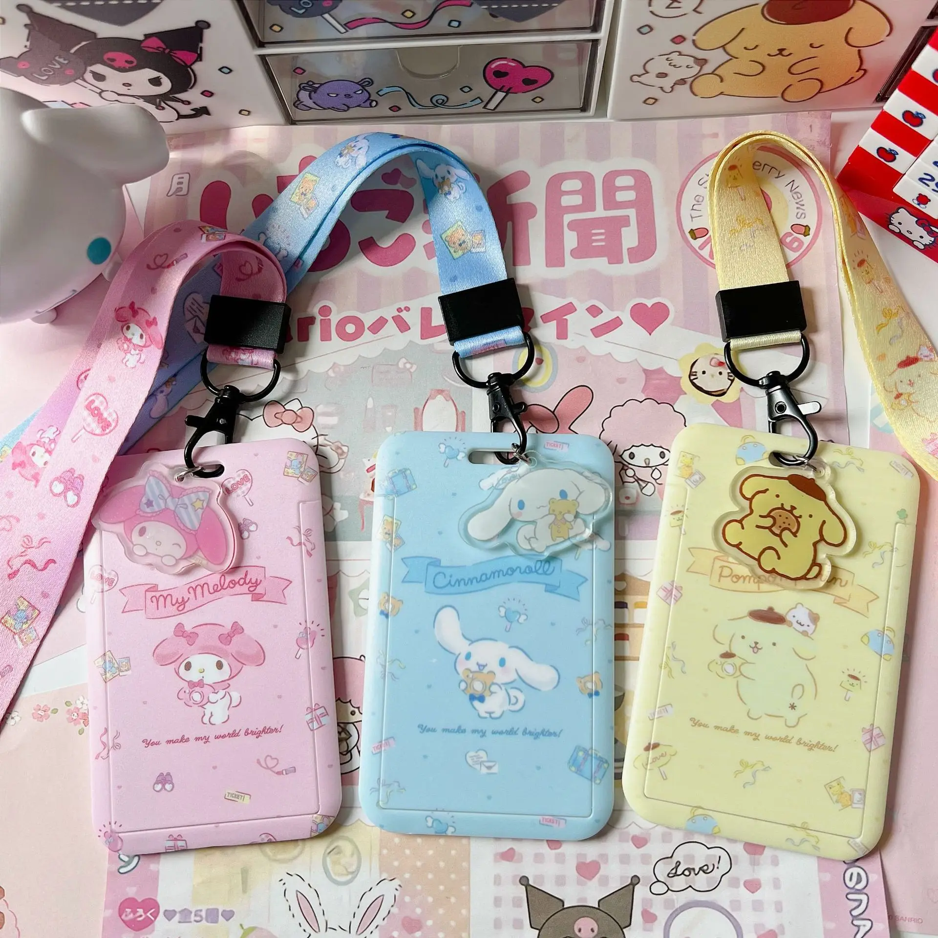 

Sanrio Cinnamoroll My Melody Card Holder Kuromi ID Badge Lanyard Cartoon Cute Hanging Neck Work Card Document Card Holders Gifts
