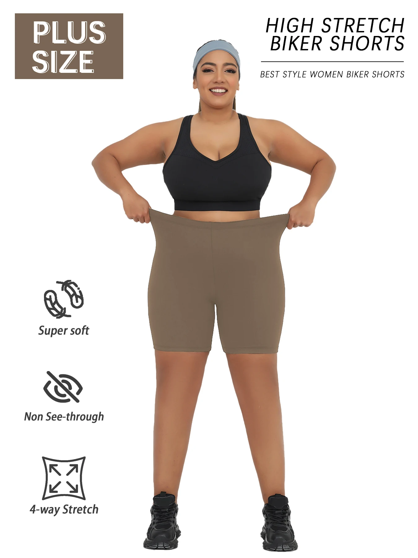 Plus Size Super Soft Biker Shorts For Women No See Through Workout Running Yoga Athletic Shorts 6"Inseam RUNNING - Image 4