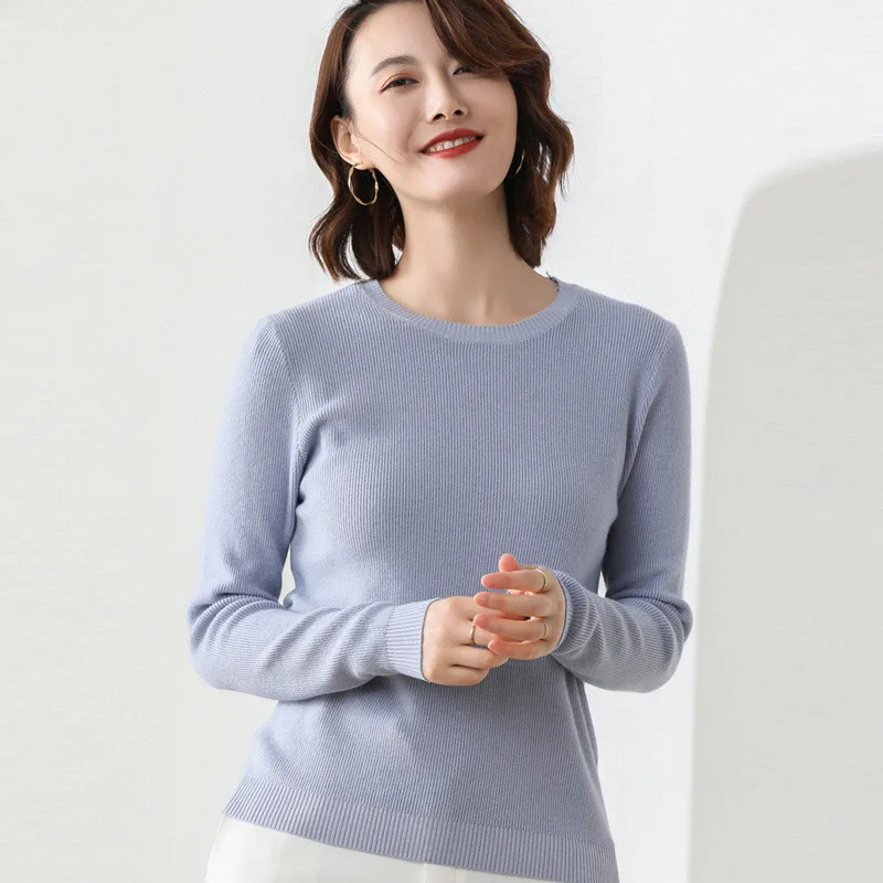 MRMT 2024 Brand New Women's Knit Sweater Round Neck Pullover Short Section Thicken Loose Base Sweater Women