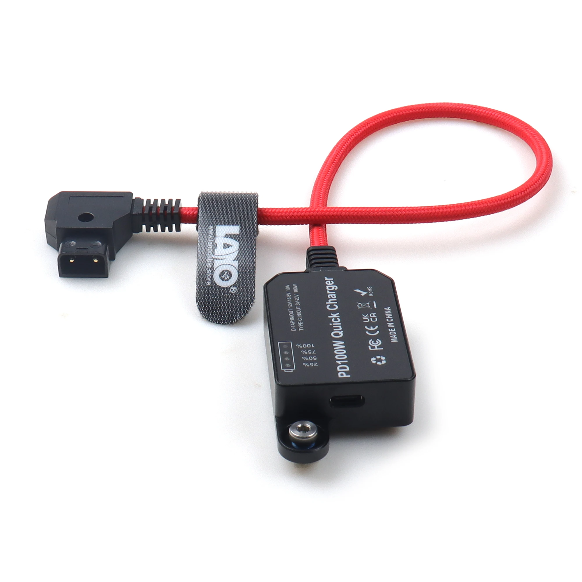 Red 41cm/16.14inch D-Tap male to USB-C Power Adapter, PD 100W bidirectional communication Power Cable for Sony FX3 A7CII A7CR